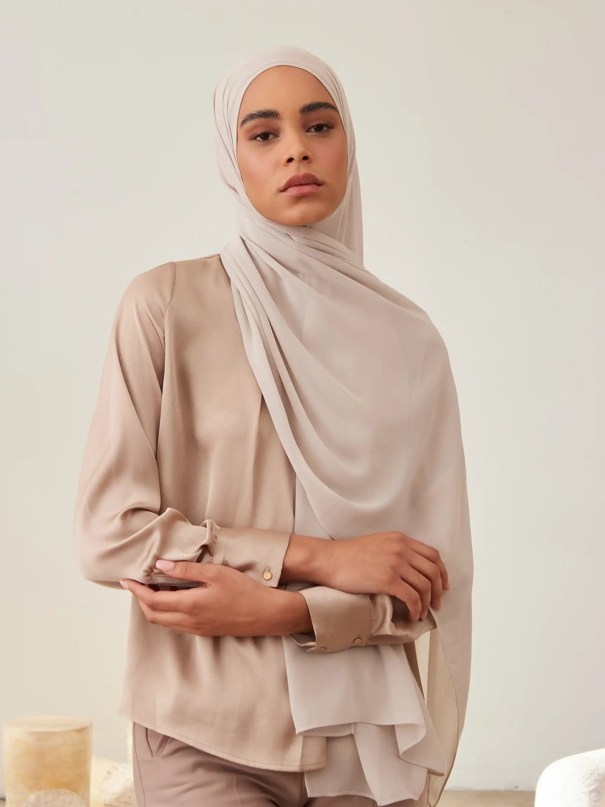 Luxury Şifon Şal - Serin Gri