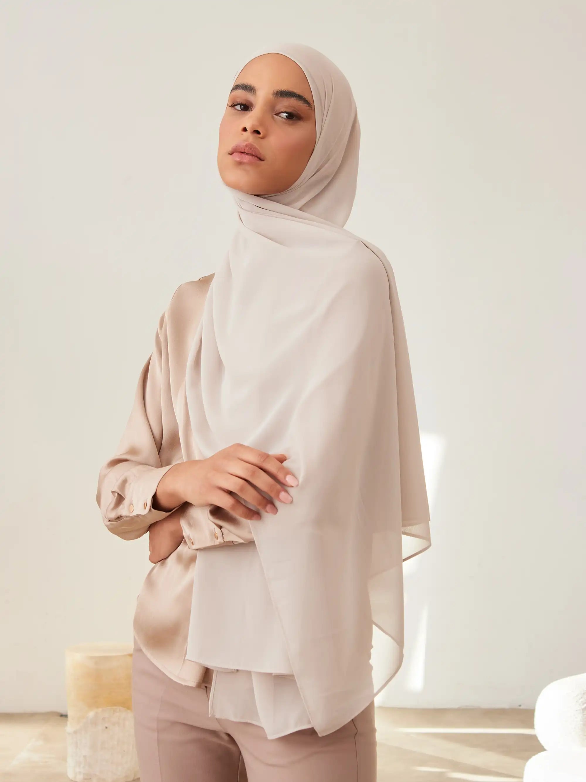 Luxury Şifon Şal - Serin Gri