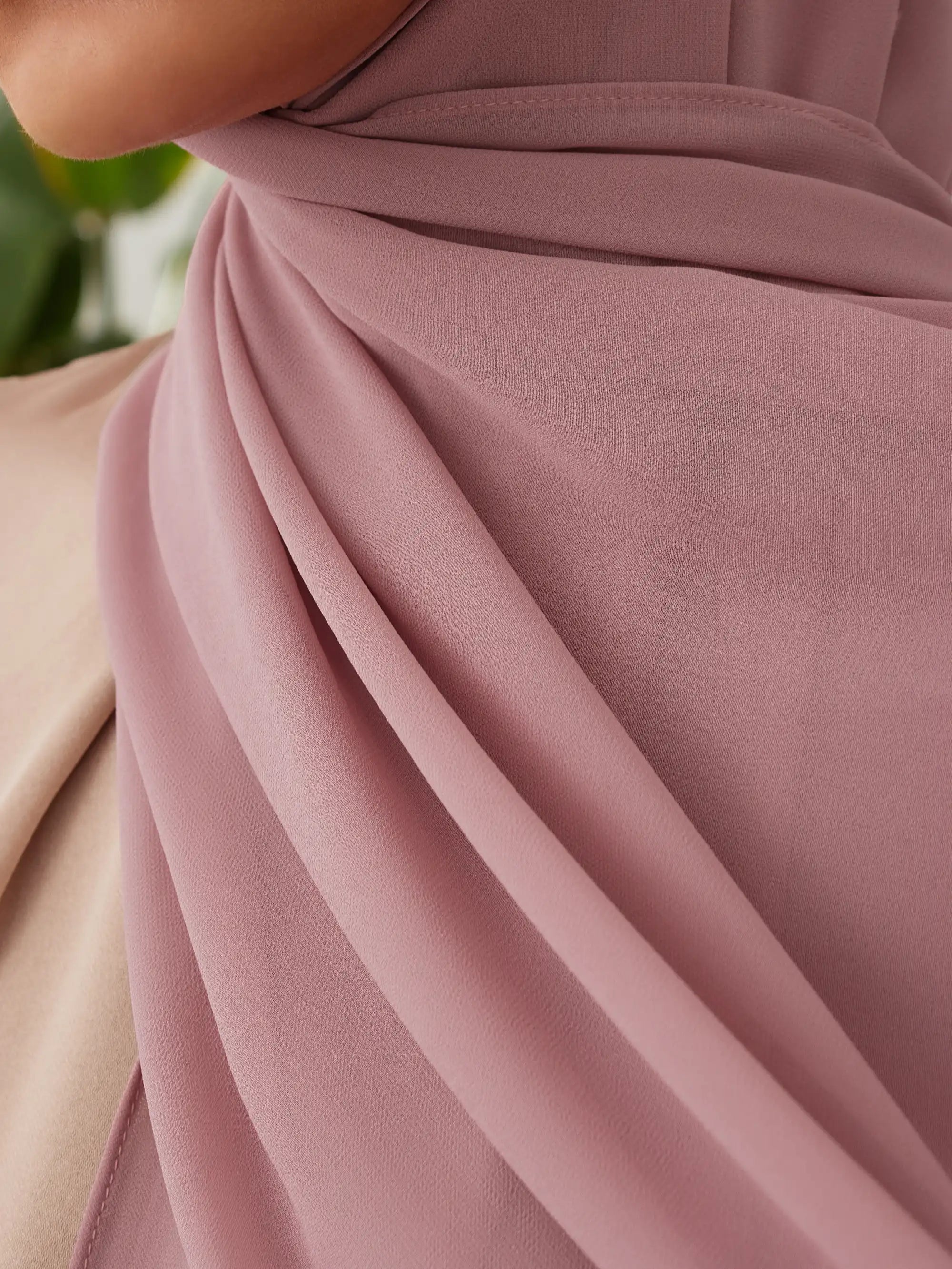 Küçük Luxury Şifon Şal - Pudra Pembesi