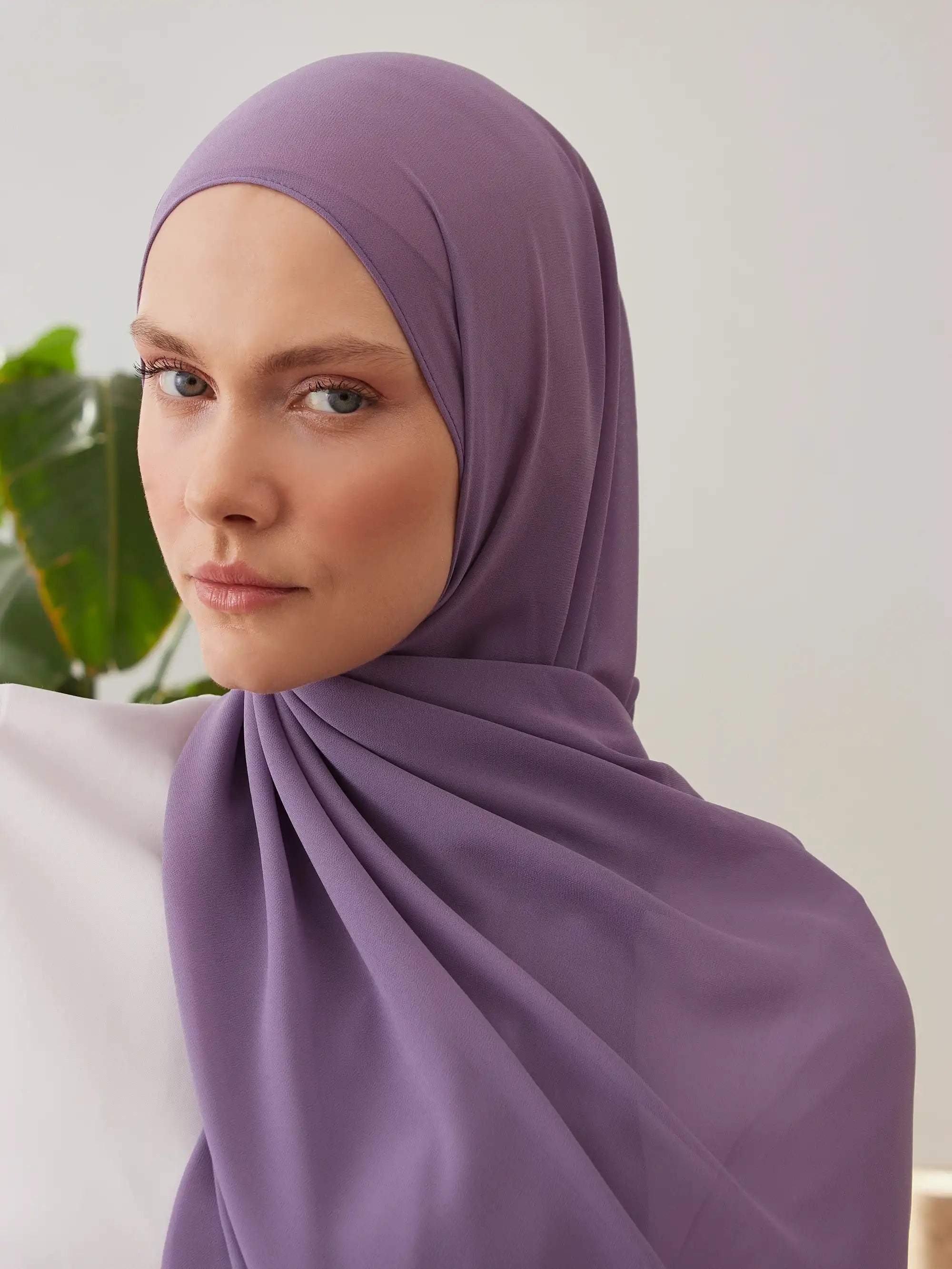Küçük Luxury Şifon Şal - Lila