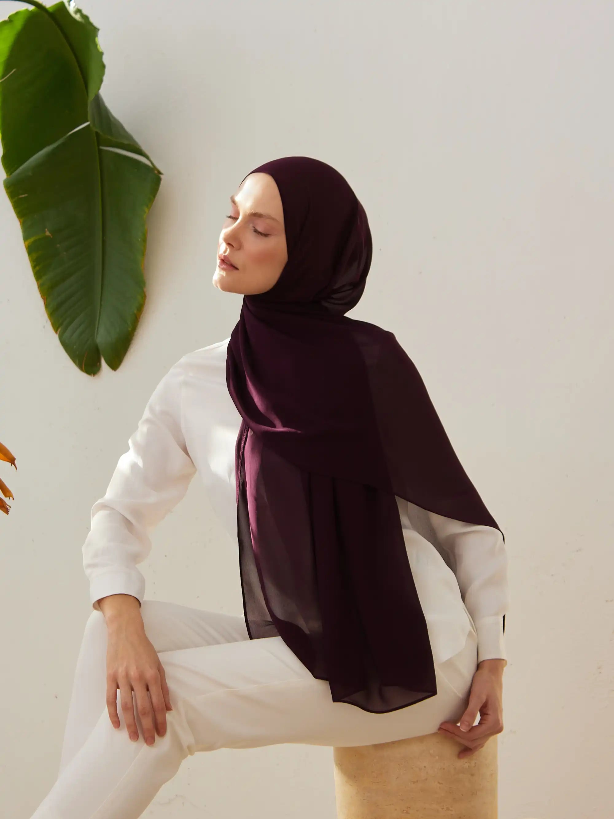 Luxury Şifon Şal - Kış Çiçeği