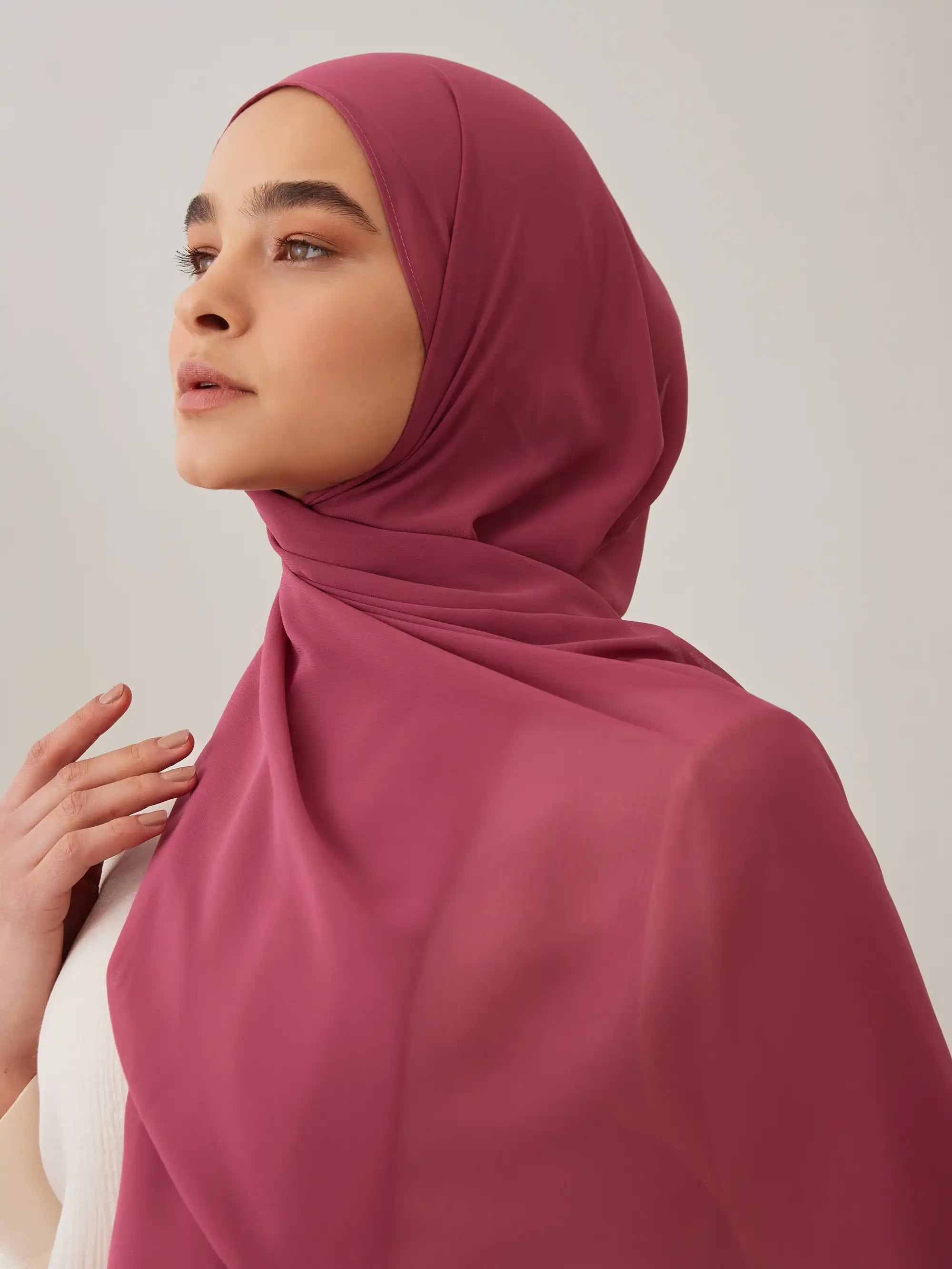 Küçük Luxury Şifon Şal - Şato Gülü
