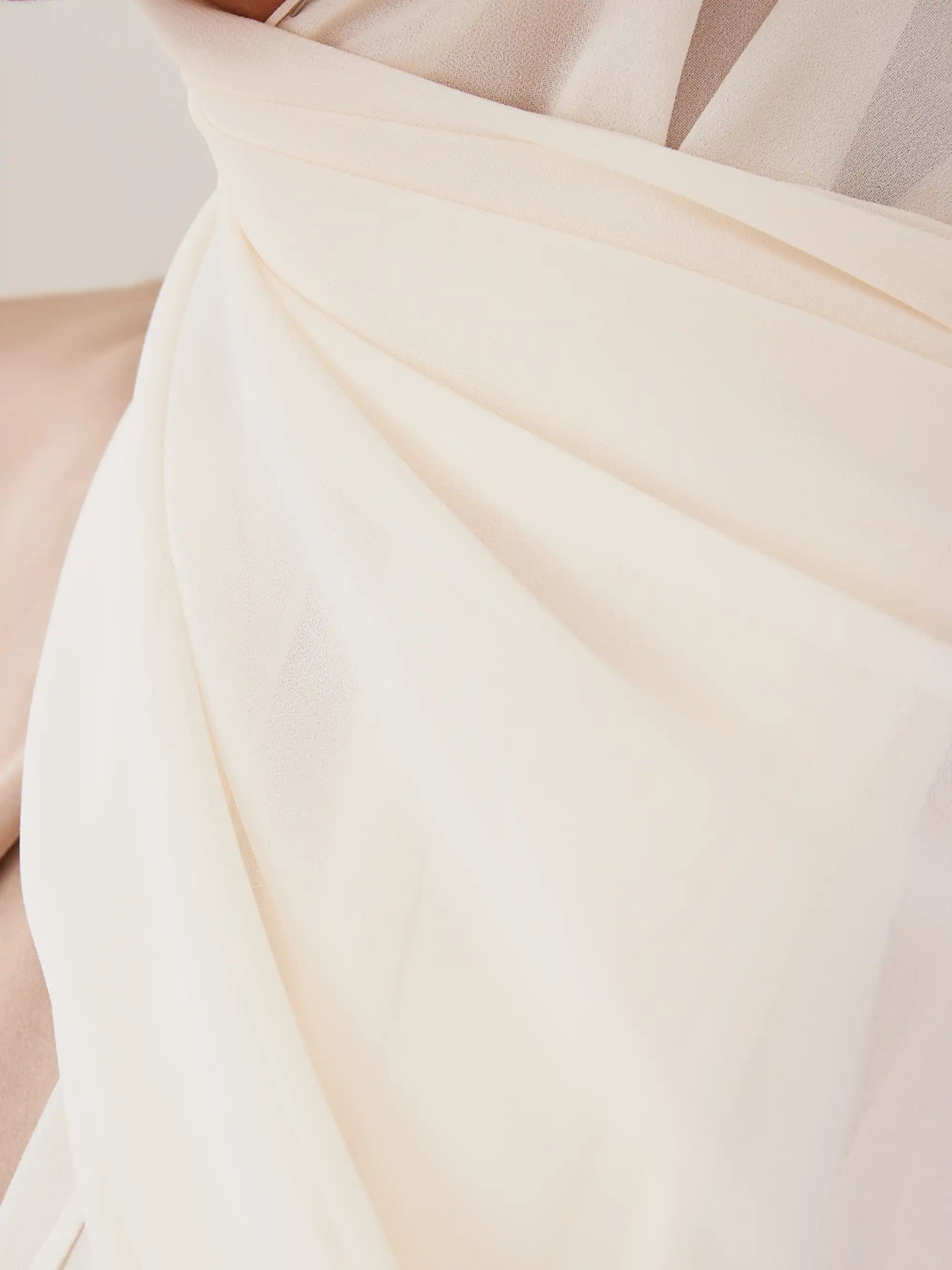 Küçük Luxury Şifon Şal - Fildişi