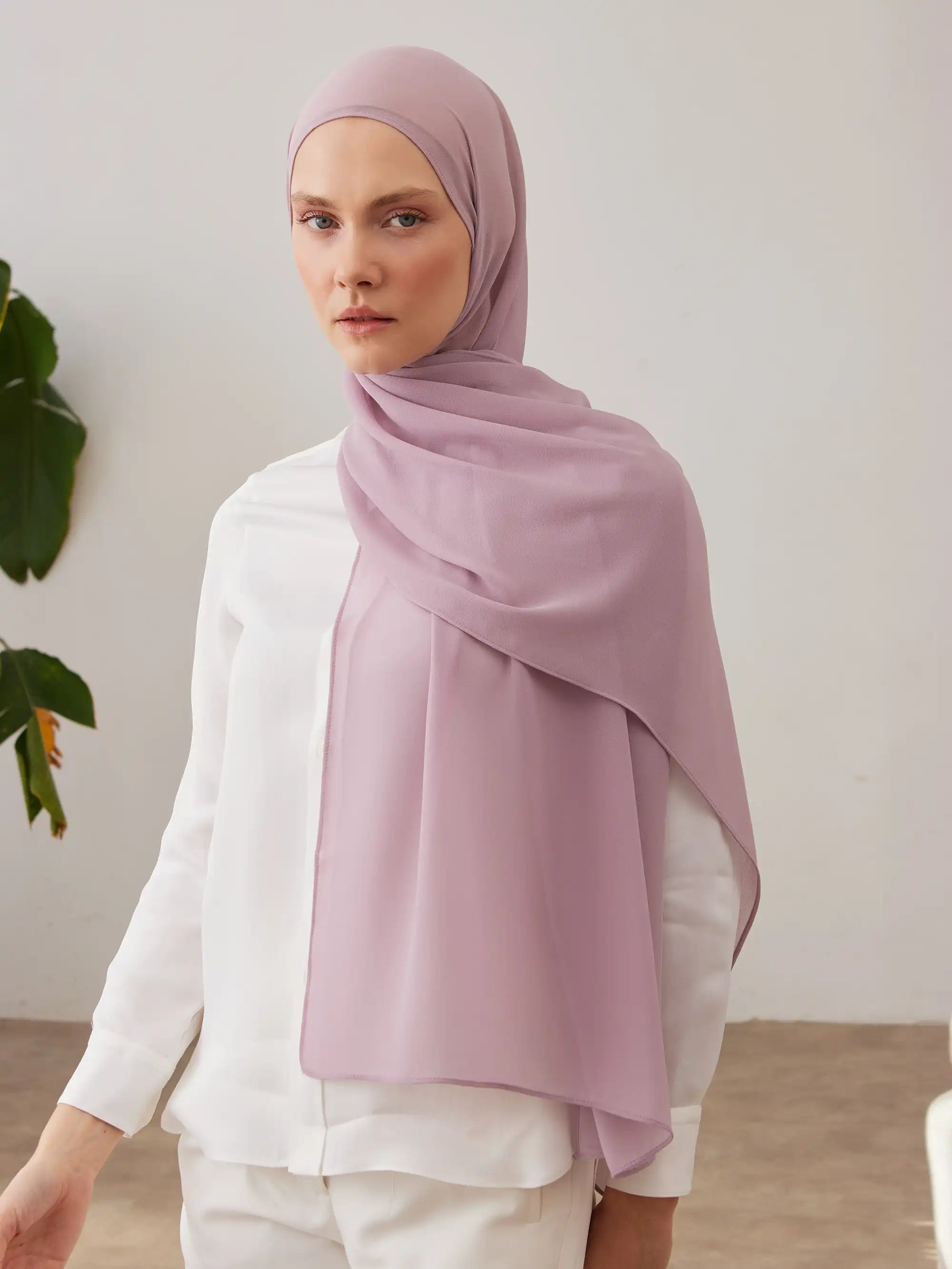 Deluxe Şifon Şal - Sepya Gülü