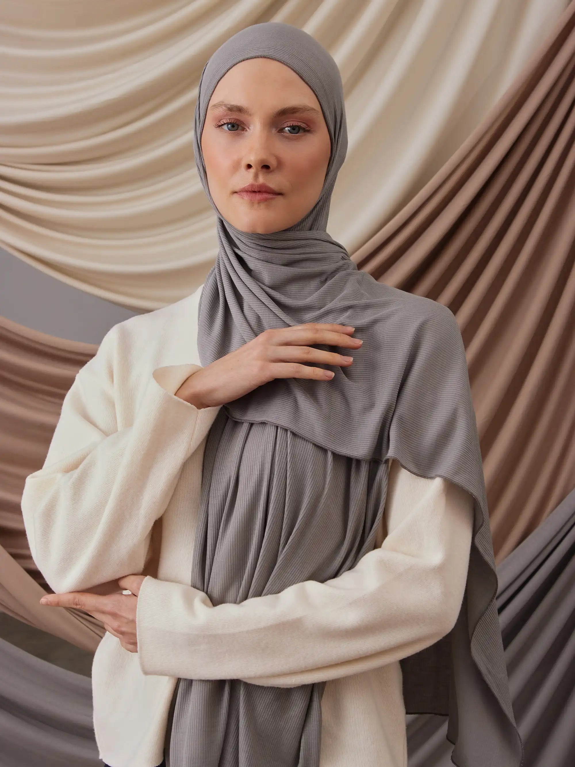 Bambu Fitili Şal - Gümüş