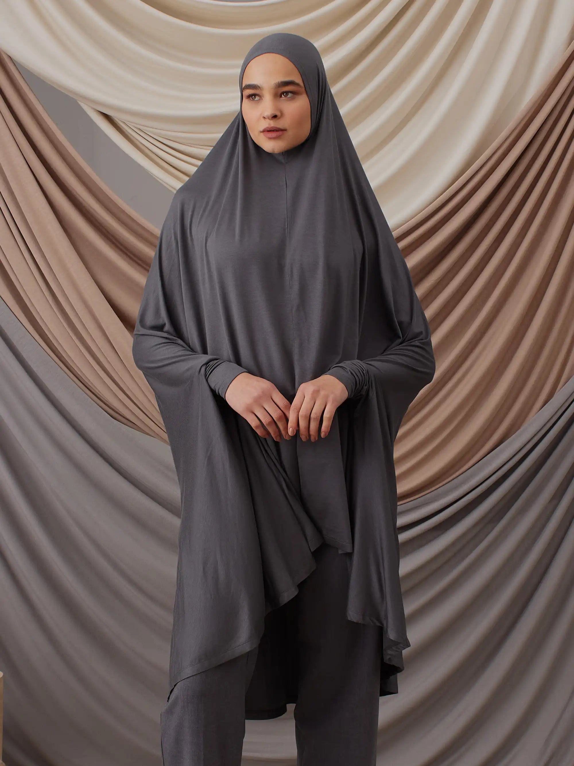 Pratik Namaz Tunik - Koyu Gri