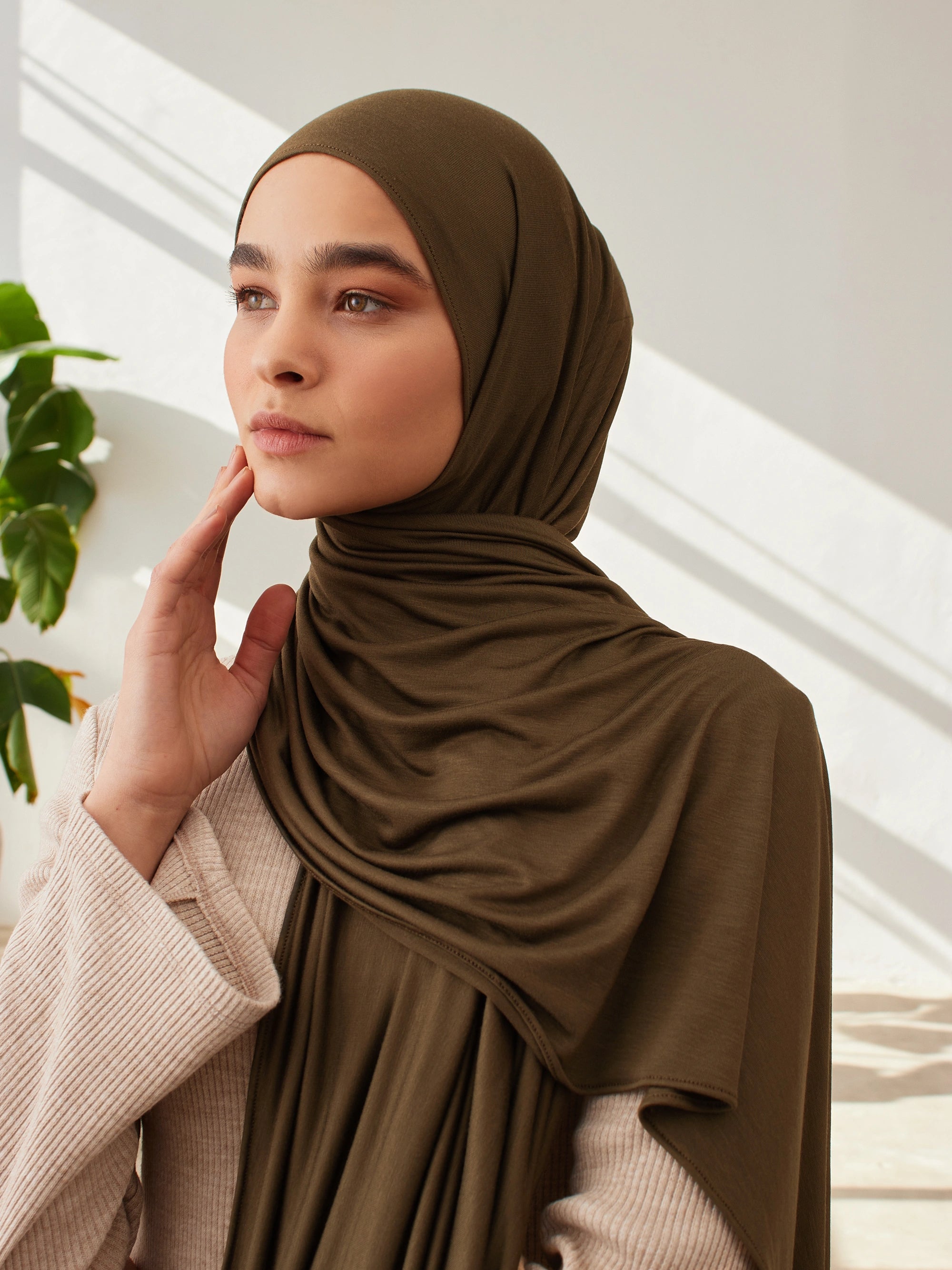 Küçük Premium Jersey Şal - Toprak