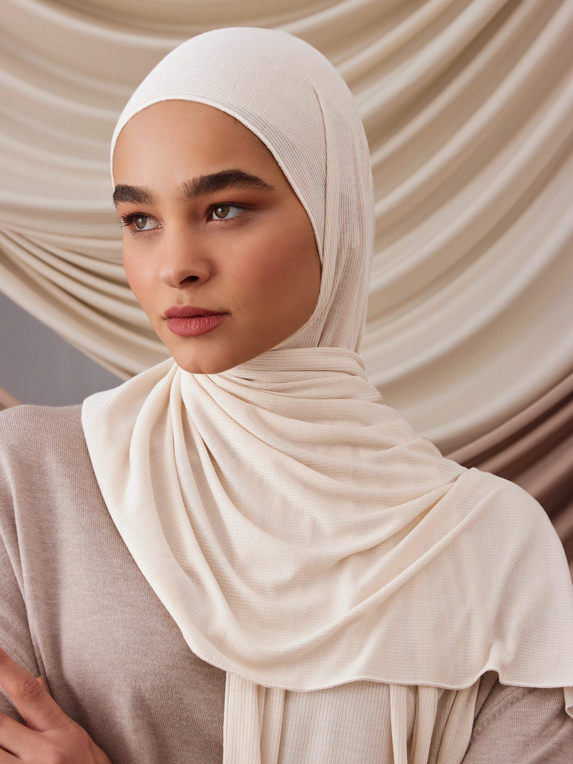 Küçük Bambu Fitili Şal - Süt Beyaz