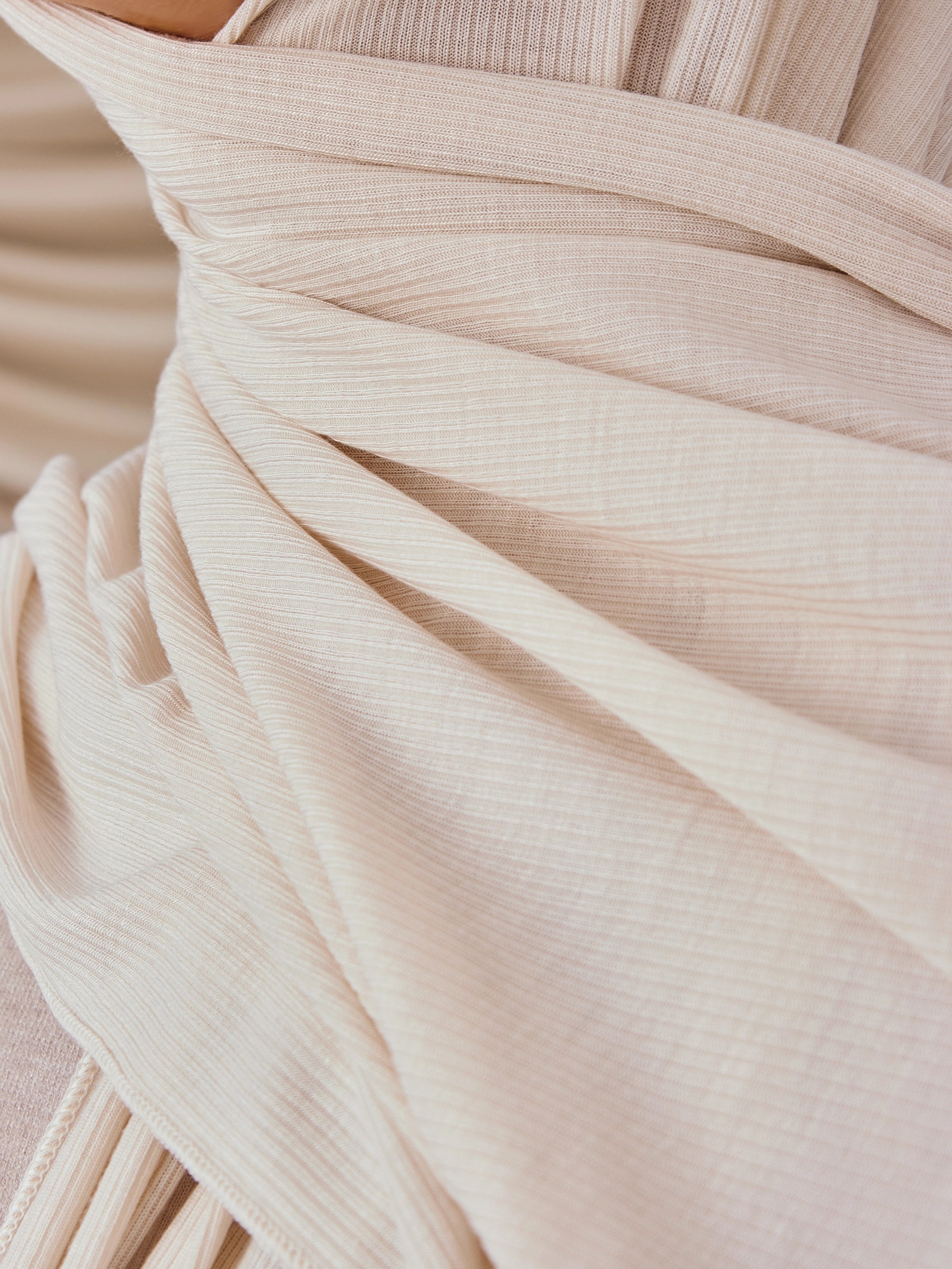 Küçük Bambu Fitili Şal - Süt Beyaz