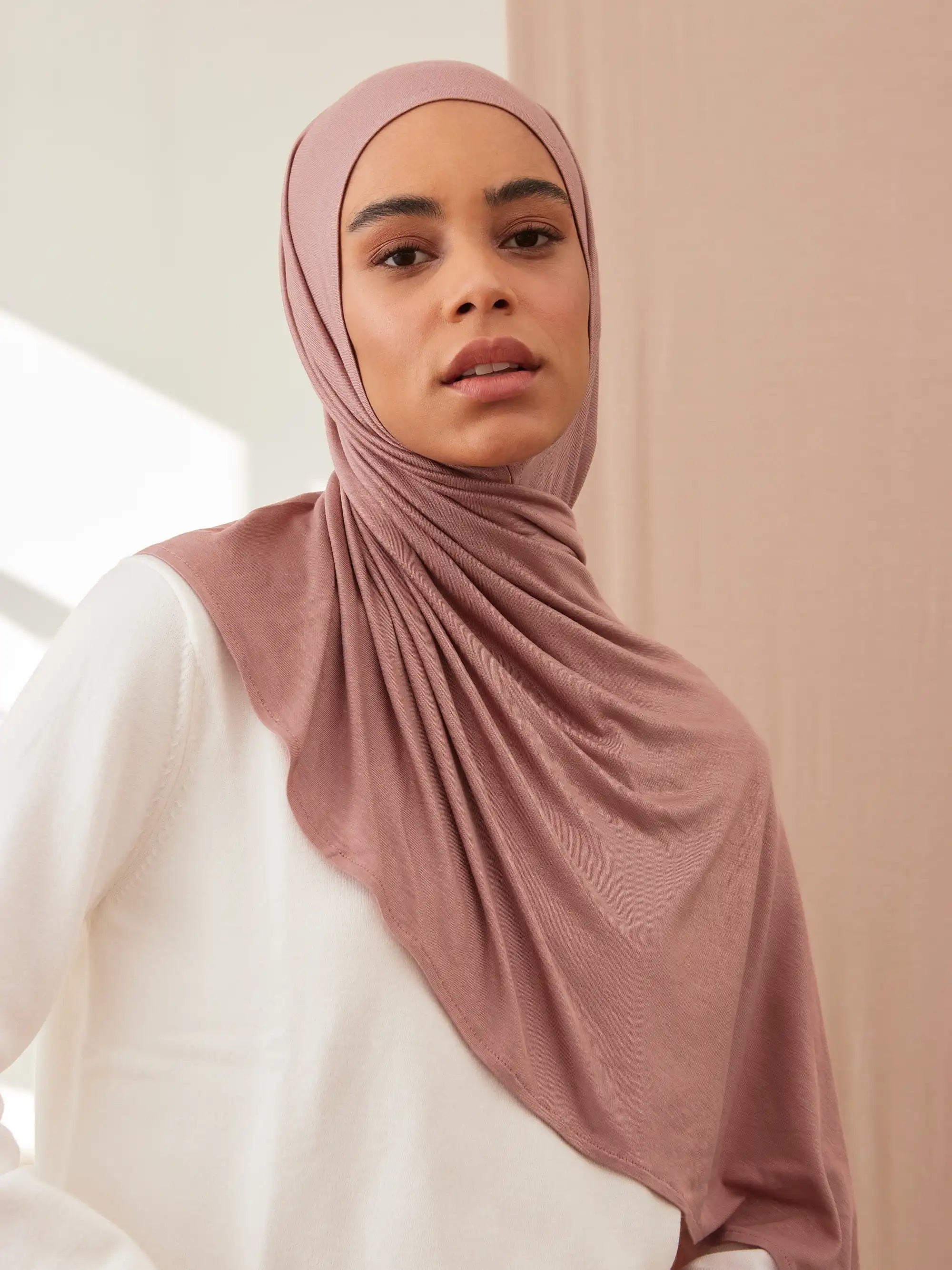 Pratik Premium Jersey Şal - Pastel Gül