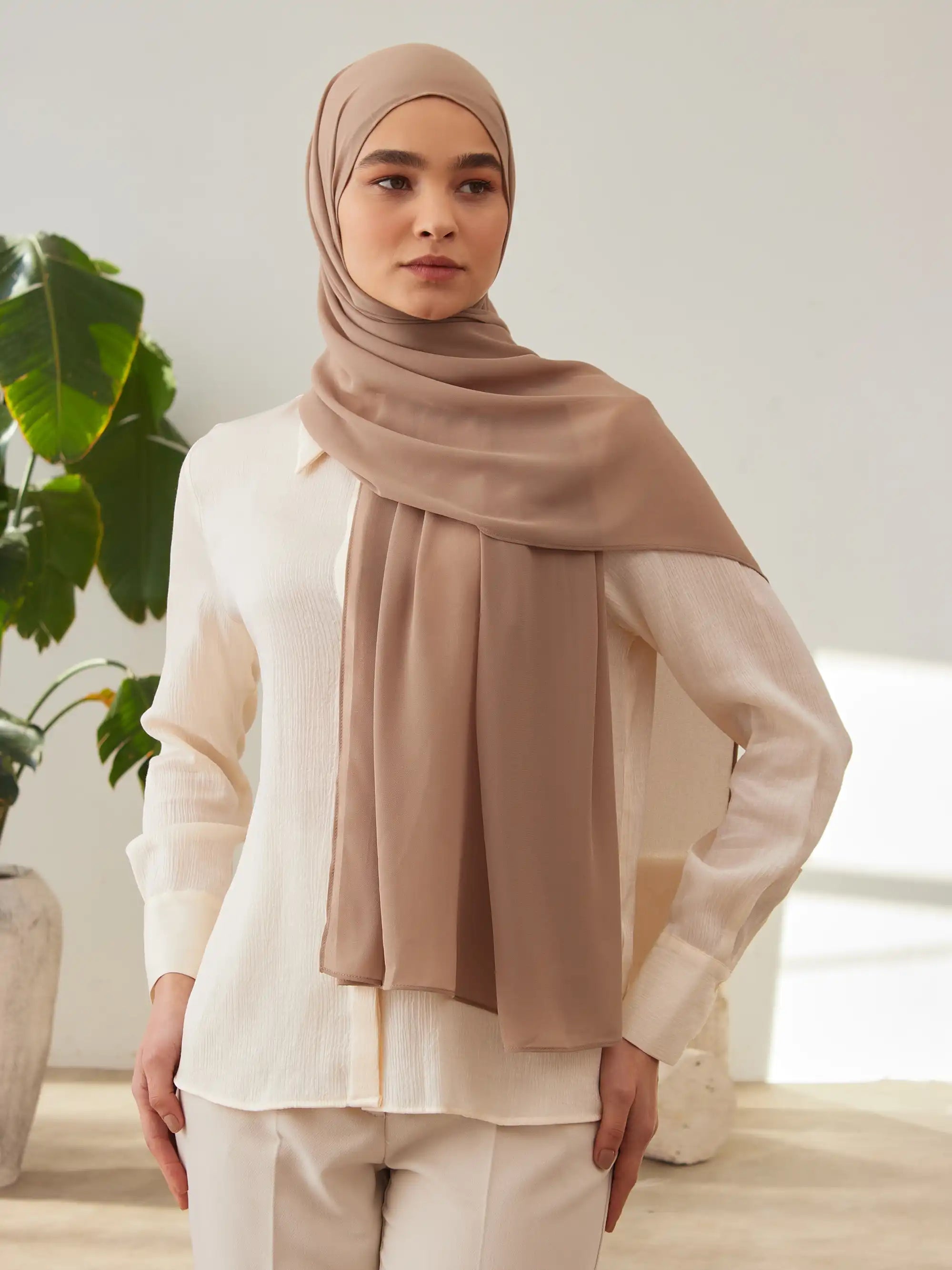 Küçük Luxury Şifon Şal - Çöl