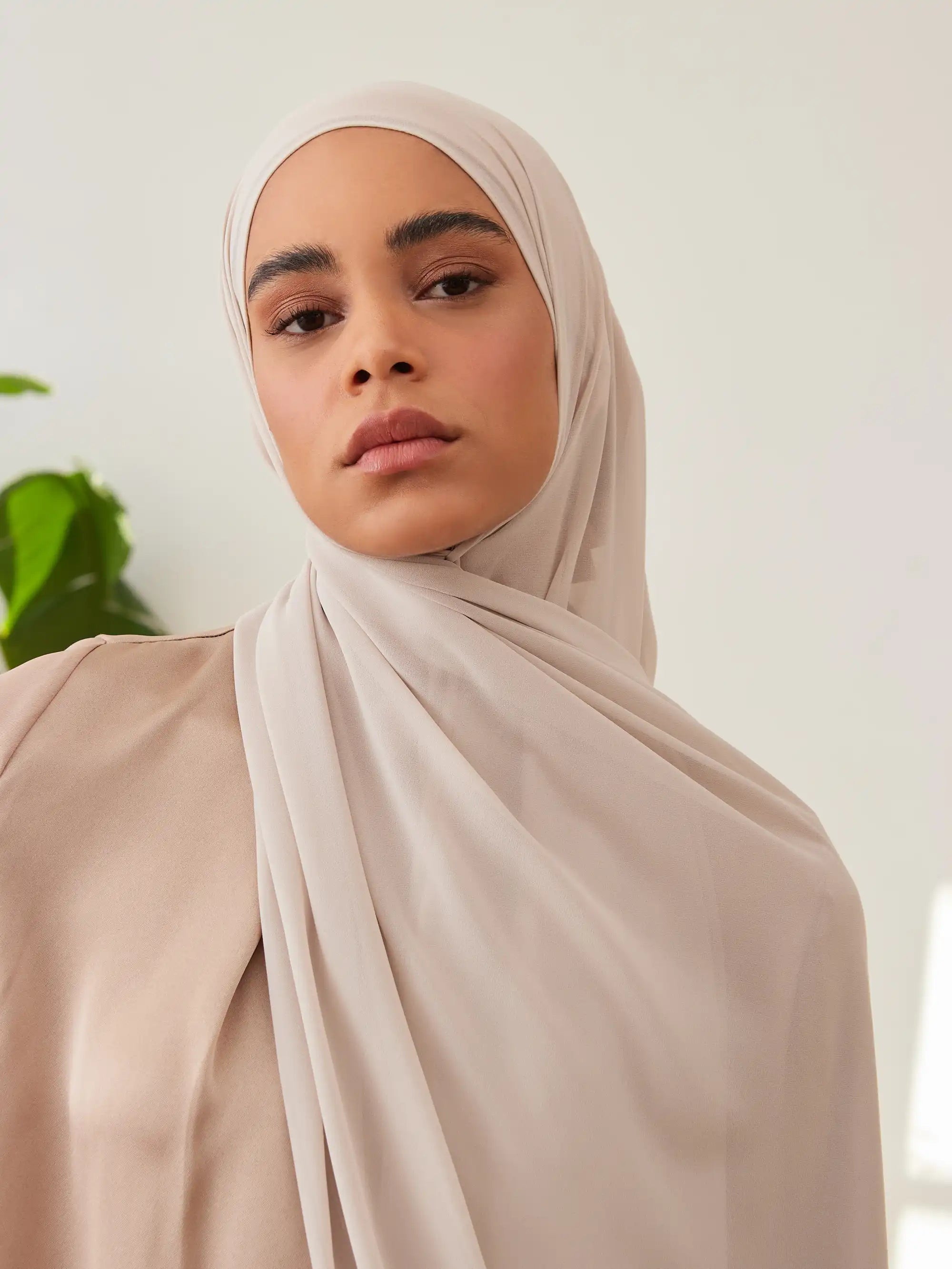 Küçük Luxury Şifon Şal - Serin Gri