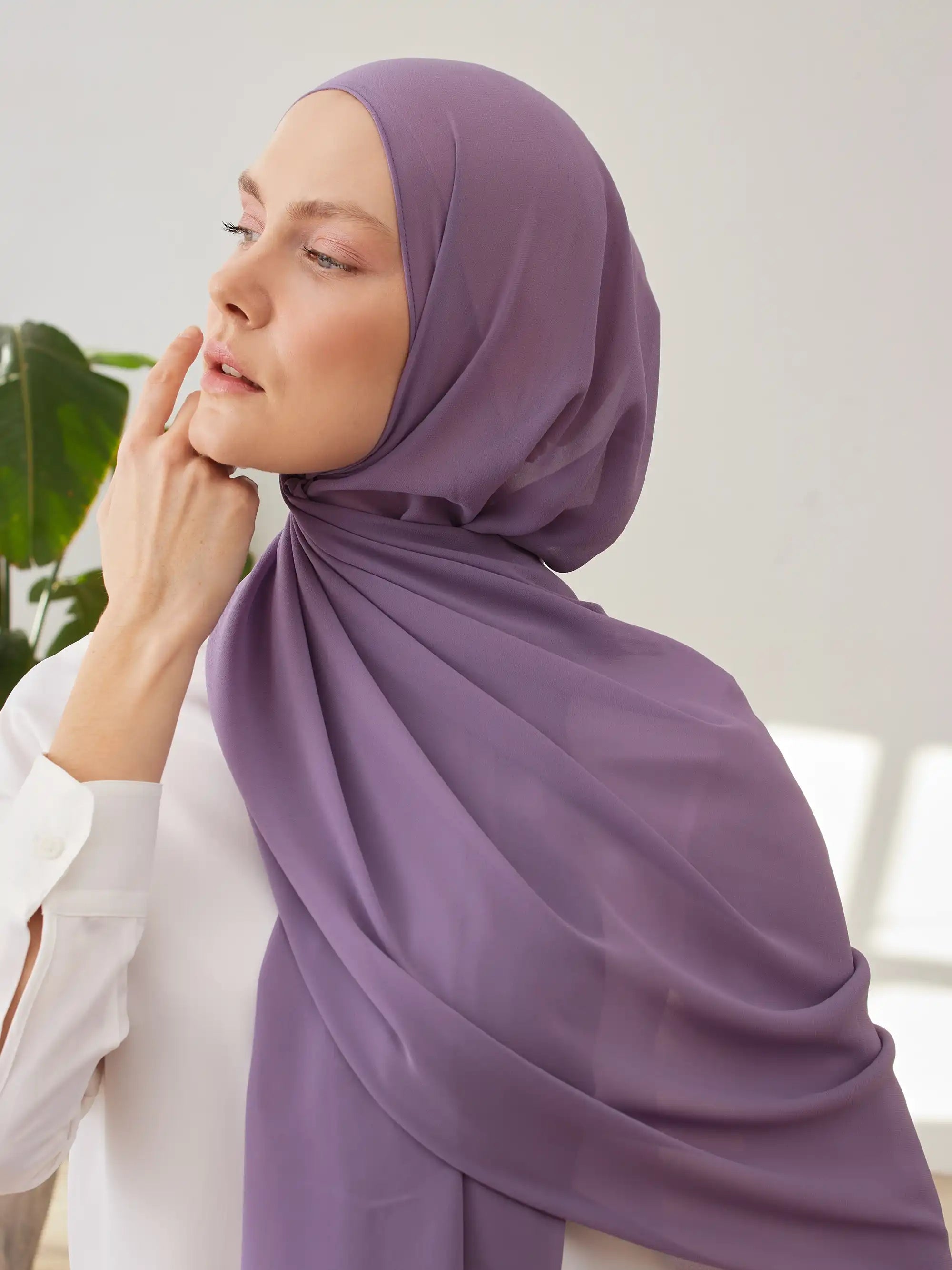 Küçük Luxury Şifon Şal - Lila