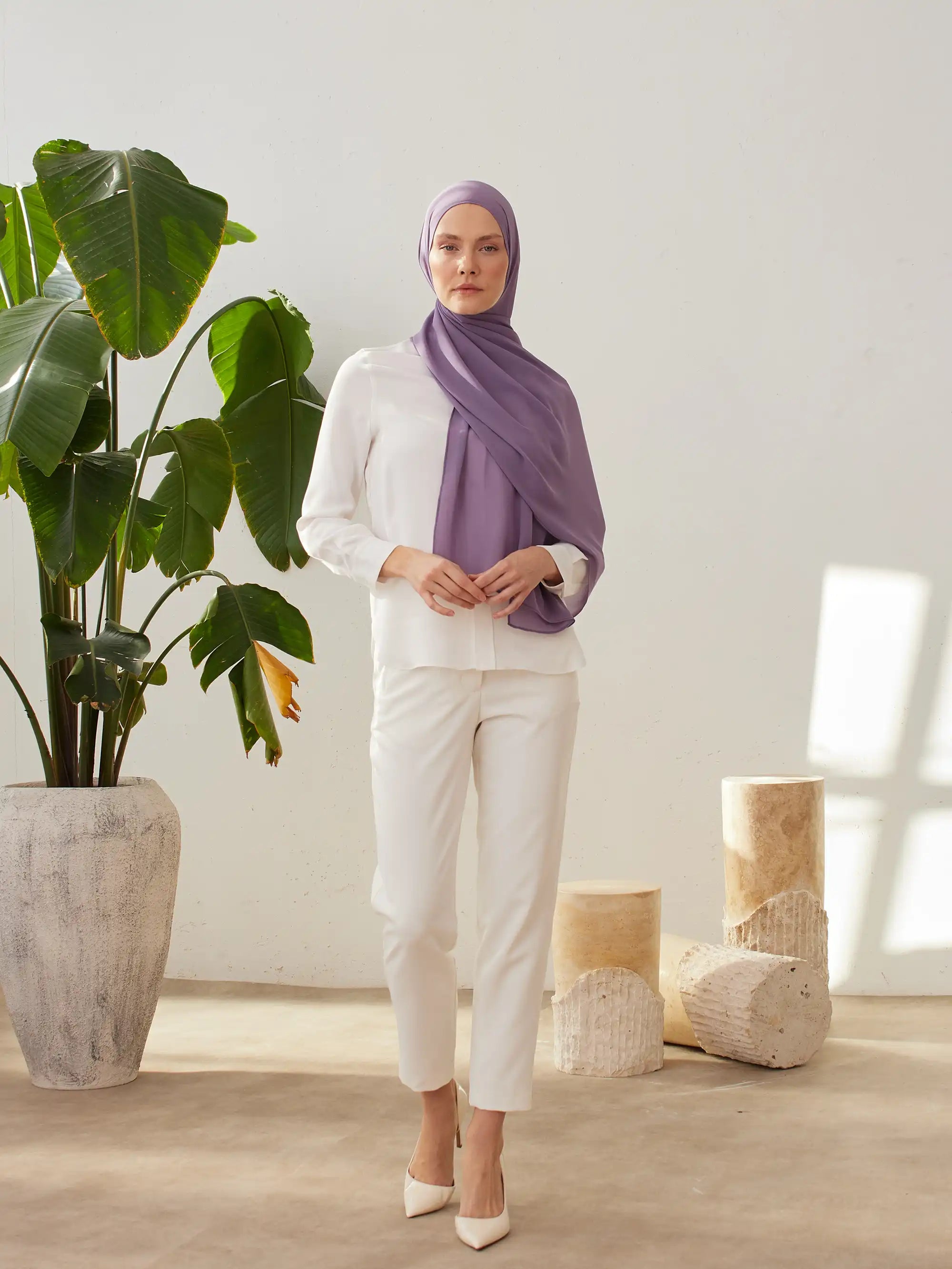 Küçük Luxury Şifon Şal - Lila