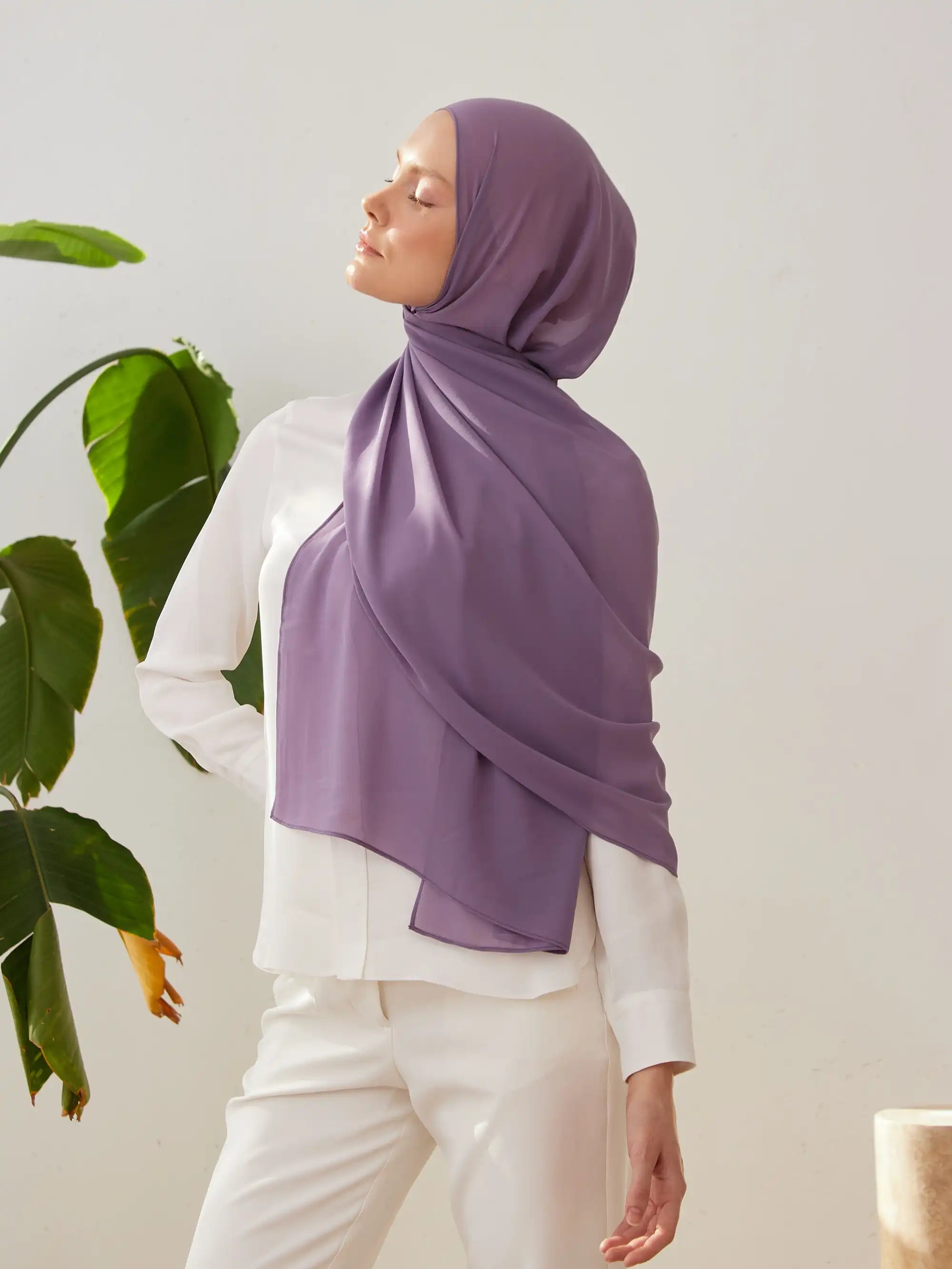 Küçük Luxury Şifon Şal - Lila