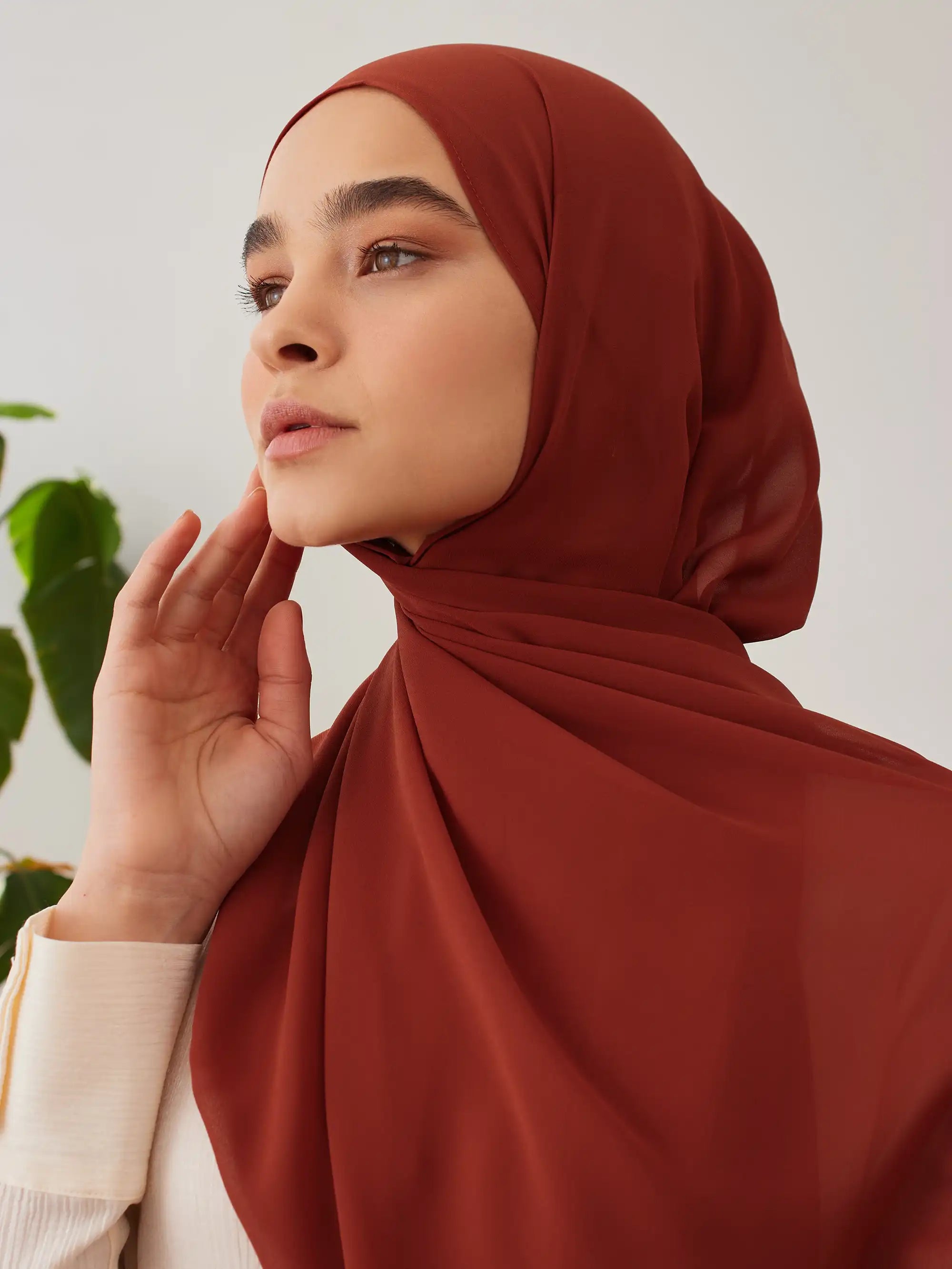 Küçük Luxury Şifon Şal - Pas Turuncu