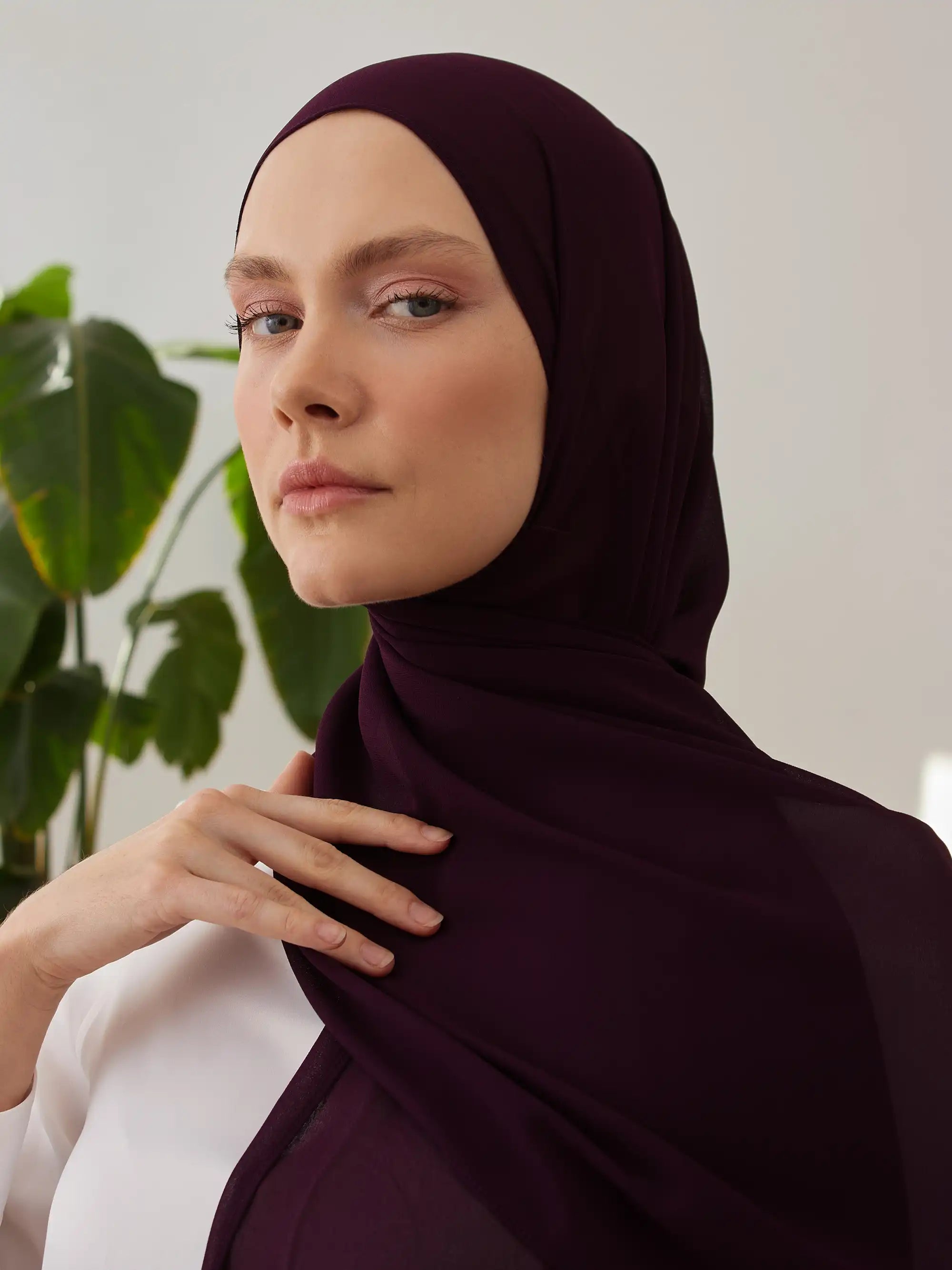 Küçük Luxury Şifon Şal - Kış Çiçeği