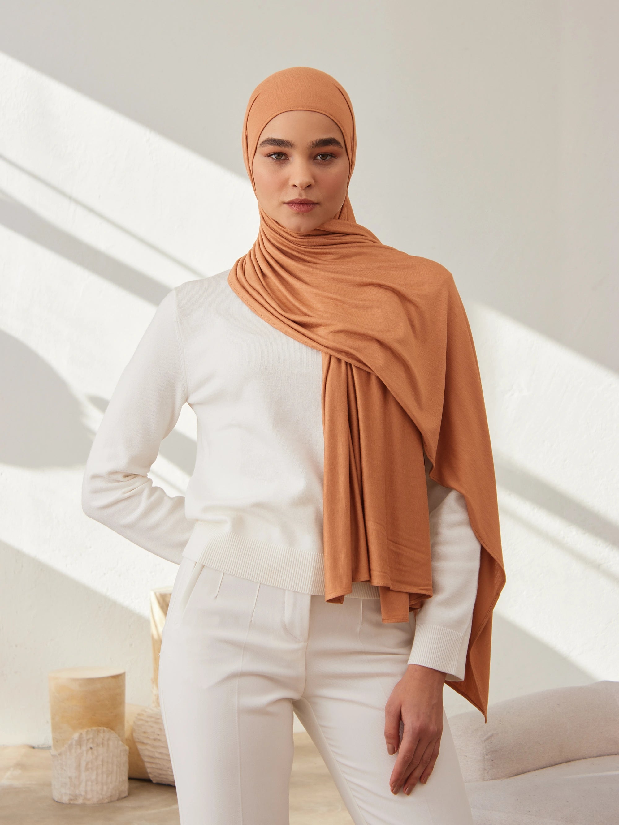 Premium Jersey Şal - Karamel