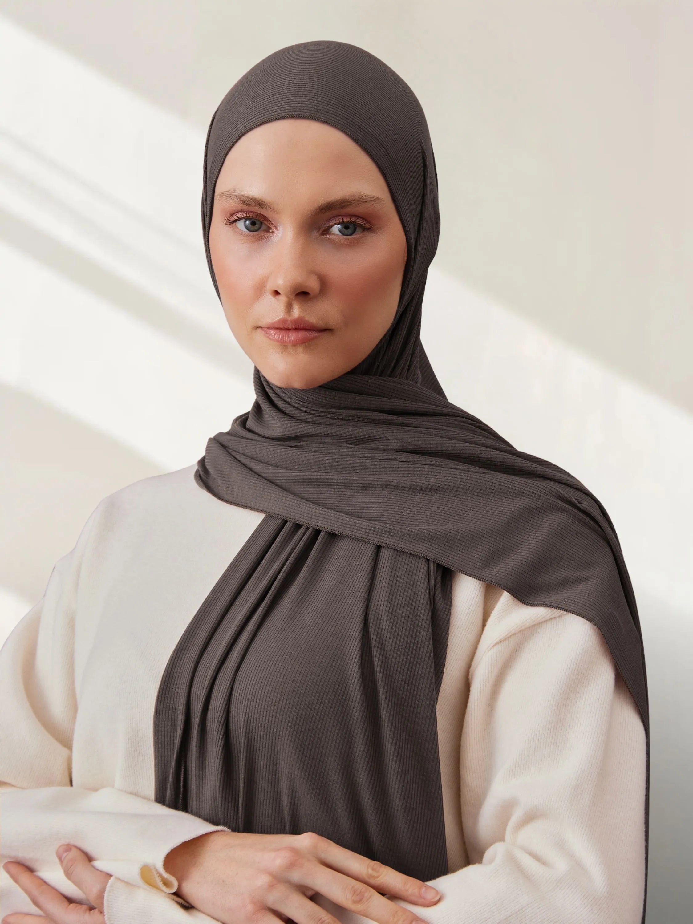 Küçük Bambu Fitili Şal - Gri Vizon