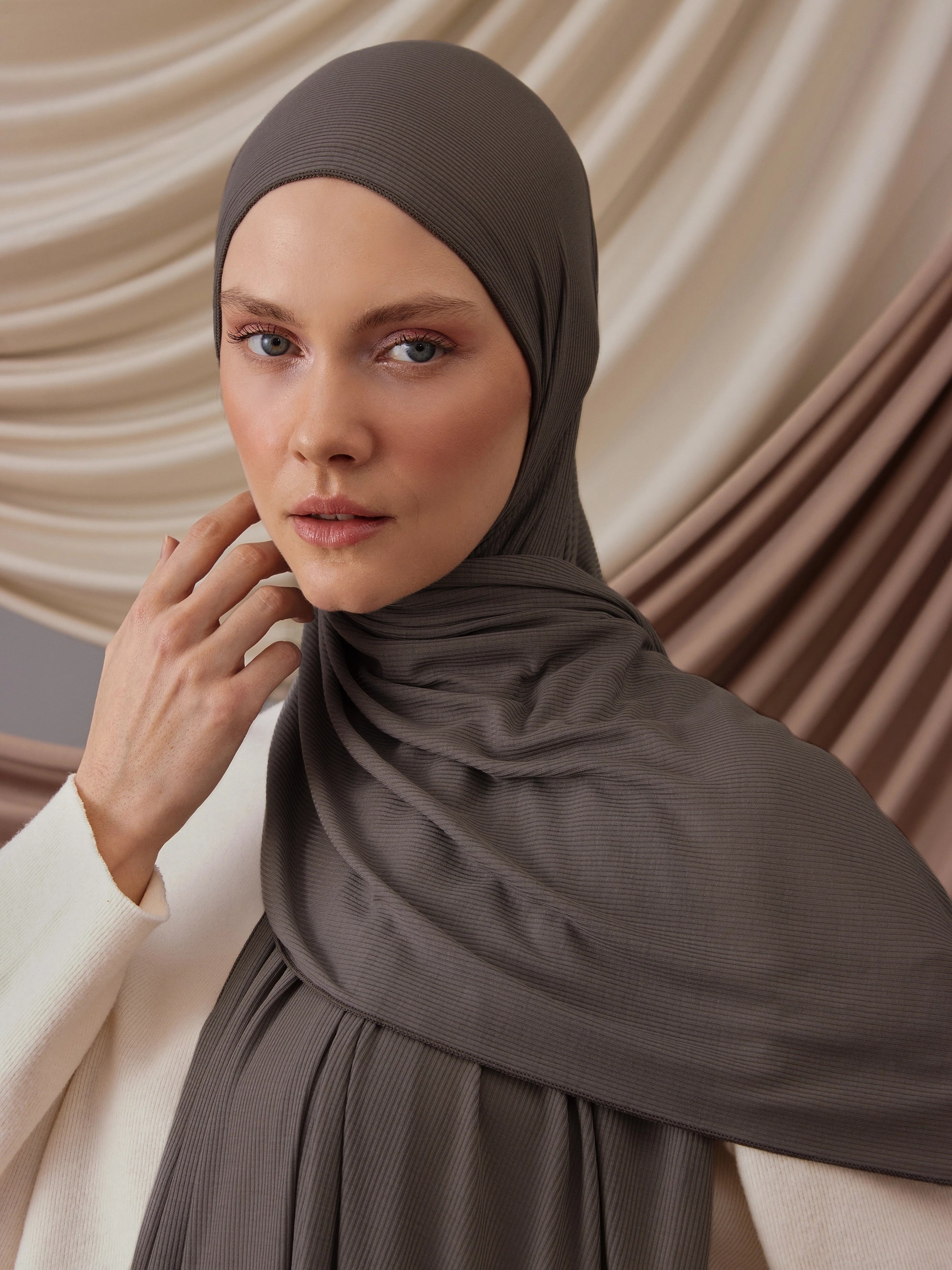 Küçük Bambu Fitili Şal - Gri Vizon