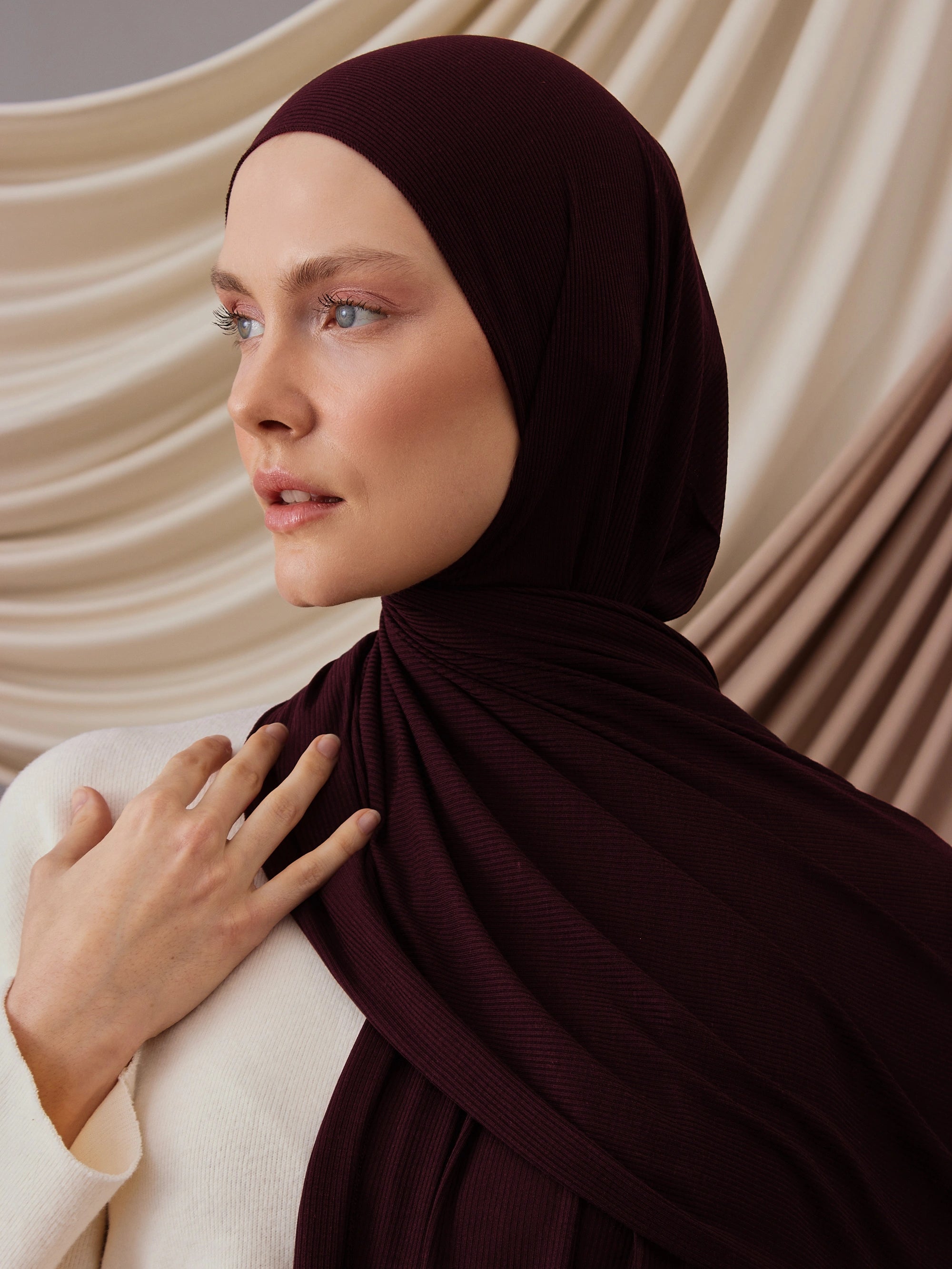 Küçük Bambu Fitili Şal - Koyu Vişne